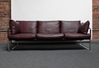 Preben Fabricius Cordovan Leather and Chrome Steel Sofa by Preben Fabricius for Walter Knoll