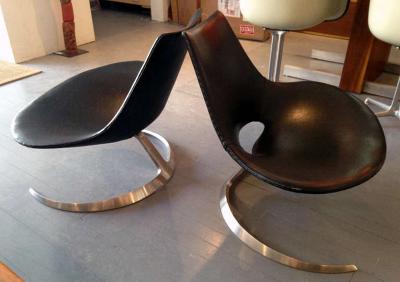 Preben Fabricius Pair of Rare Danish Scimitar Lounge Chairs