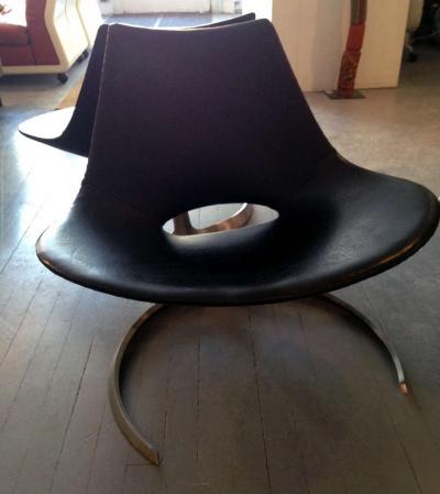 Preben Fabricius Pair of Rare Danish Scimitar Lounge Chairs