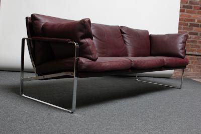 Preben Fabricius Preben Fabricius for Walter Knoll Cordovan Leather and Chromed Steel Sofa
