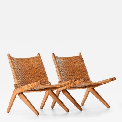 Preben Thorsen Set of 2 Easy Chairs in Cane and Oak by Preben Thorsen 1957