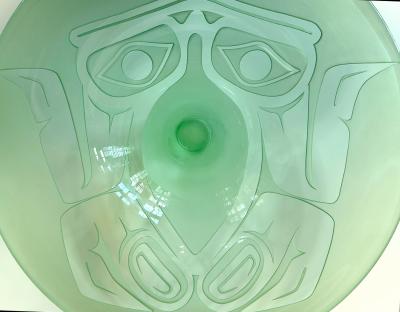 Preston Singletary Early Glass Sculpture Vessel from Tlingit Hat Series by Preston Singletary