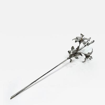 Pretty Antique European Silver Flower Ornament