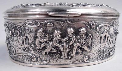 Pretty Antique German Rococo Silver Trinket Box