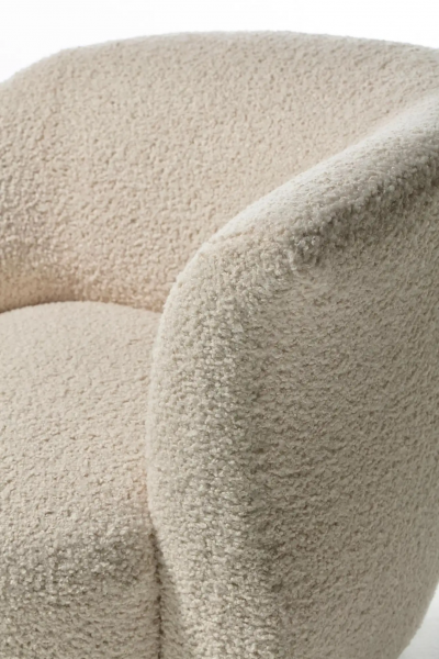 Preview Pair of Post Modern Swivel Chairs Swivel Top Ottoman in Ivory White Boucl 