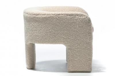 Preview Pair of Preview Tri Leg Post Modern Armchairs Newly Upholstered in Ivory Boucl 