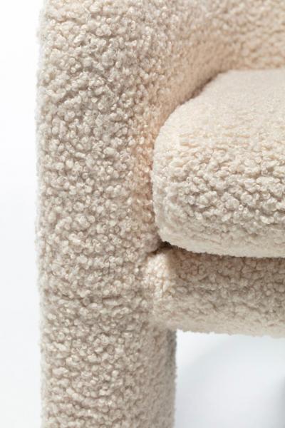 Preview Pair of Preview Tri Leg Post Modern Armchairs Newly Upholstered in Ivory Boucl 