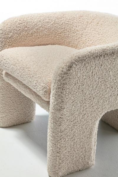 Preview Pair of Preview Tri Leg Post Modern Armchairs Newly Upholstered in Ivory Boucl 