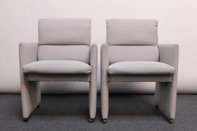 Preview Pair of Vintage Preview Accent Chairs on Brass Caster Wheels