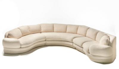 Preview Post Modern 1990s Preview Sectional Sofa in Plush Ivory White Boucl 