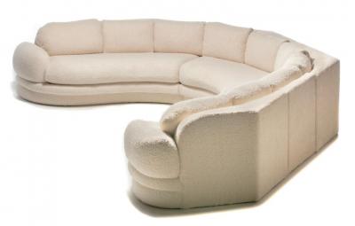 Preview Post Modern 1990s Preview Sectional Sofa in Plush Ivory White Boucl 