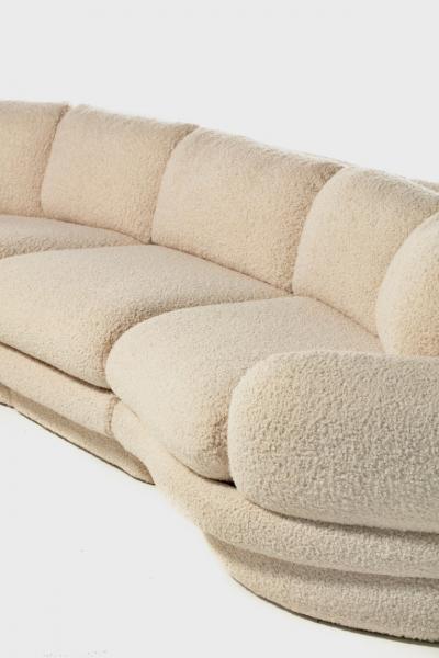 Preview Post Modern 1990s Preview Sectional Sofa in Plush Ivory White Boucl 