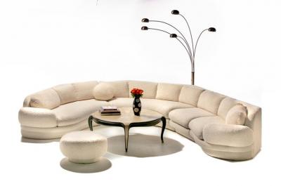 Preview Post Modern 1990s Preview Sectional Sofa in Plush Ivory White Boucl 