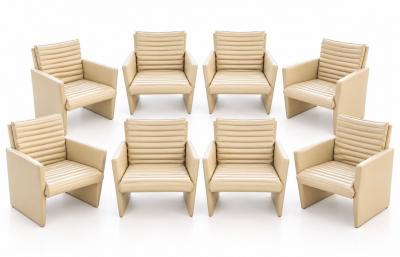 Preview Set 8 Preview Leather Dining Arm Lounge Chairs 1980