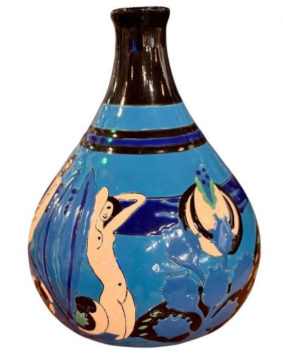 Primavera Atelier du Printemps Art Deco Baigneuses Ceramic Vase by Atelier Primavera and Longwy France