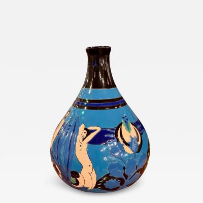 Primavera Atelier du Printemps Art Deco Baigneuses Ceramic Vase by Atelier Primavera and Longwy France