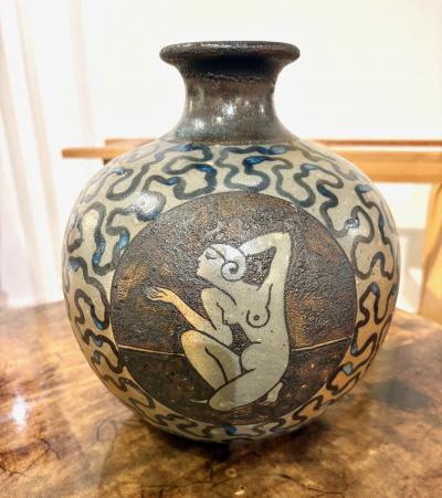 Primavera Atelier du Printemps Art Deco Feminine Silhouettes Spherical Form Ceramic Vase by Primavera