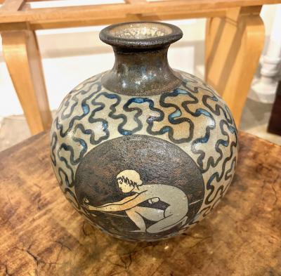 Primavera Atelier du Printemps Art Deco Feminine Silhouettes Spherical Form Ceramic Vase by Primavera