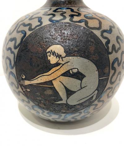 Primavera Atelier du Printemps Art Deco Feminine Silhouettes Spherical Form Ceramic Vase by Primavera