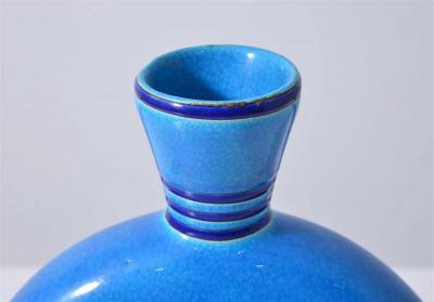 Primavera Atelier du Printemps Art Deco Period Longwy Enamel Moon Flask Shaped Vase by Atelier Primavera