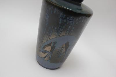 Primavera Atelier du Printemps French Deco Ceramic Blue Glaze Deer in Landscape Lamp by Atelier Primavera