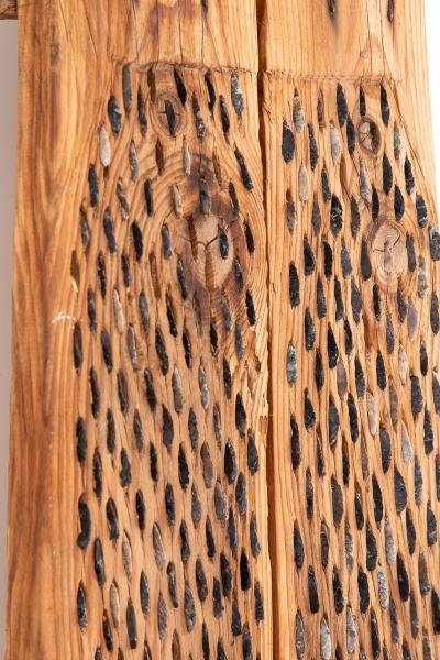 Primitave Wood and Stone Wheat Thresher