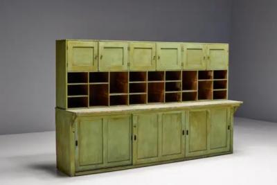 Primitive Green Apothecary Cabinet France 19th Century