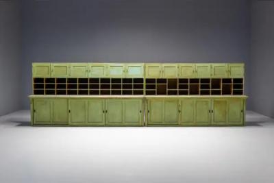 Primitive Green Apothecary Cabinet France 19th Century