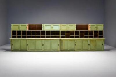 Primitive Green Apothecary Cabinet France 19th Century