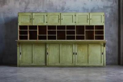 Primitive Green Apothecary Cabinet France 19th Century