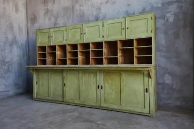 Primitive Green Apothecary Cabinet France 19th Century