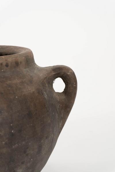 Primitive Hand Thrown Handled Pottery Jar