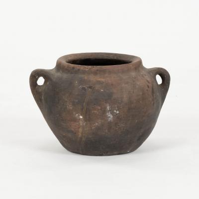 Primitive Hand Thrown Handled Pottery Jar
