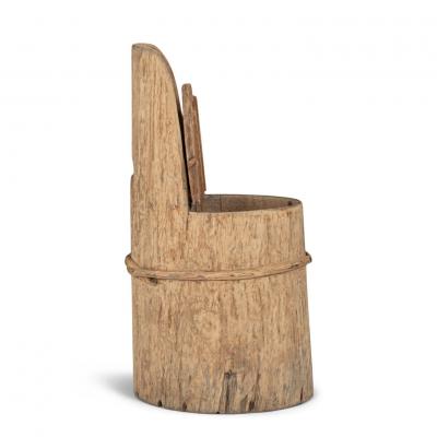 Primitive Swedish Pine Log Chair or Kubbestol