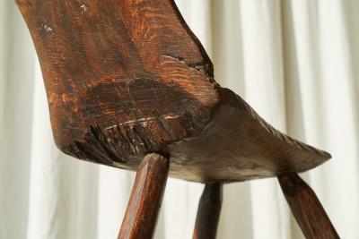 Primitive Wabi Sabi Carved Tripod Side Chair
