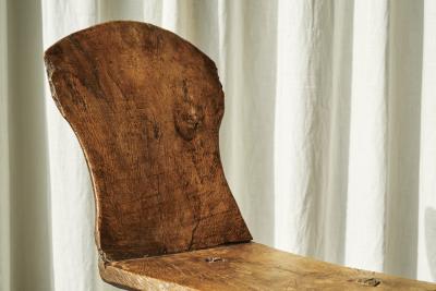 Primitive Wabi Sabi Carved Tripod Side Chair