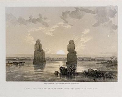 Print of Colossal Statues by Roberts 19th century