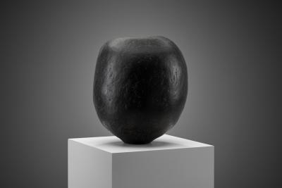 Priscilla Mouritzen Black Ceramic Vase Denmark ca 1980s
