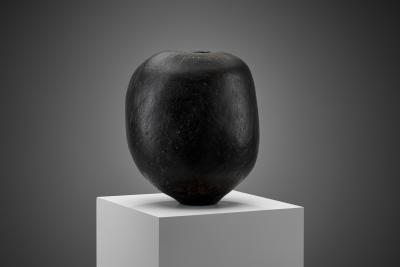 Priscilla Mouritzen Black Ceramic Vase Denmark ca 1980s