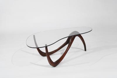 Private Studio Sculpted Abstract Coffee Table in Mahogany C 1980s