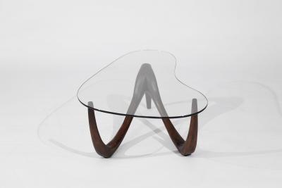 Private Studio Sculpted Abstract Coffee Table in Mahogany C 1980s