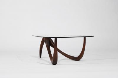 Private Studio Sculpted Abstract Coffee Table in Mahogany C 1980s