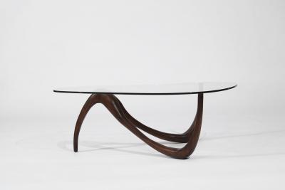 Private Studio Sculpted Abstract Coffee Table in Mahogany C 1980s