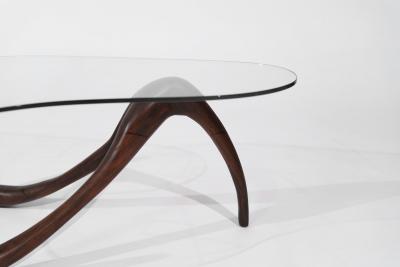 Private Studio Sculpted Abstract Coffee Table in Mahogany C 1980s