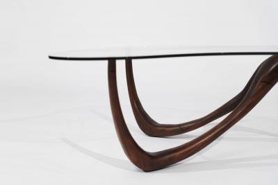 Private Studio Sculpted Abstract Coffee Table in Mahogany C 1980s
