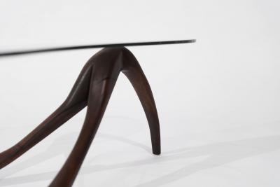 Private Studio Sculpted Abstract Coffee Table in Mahogany C 1980s