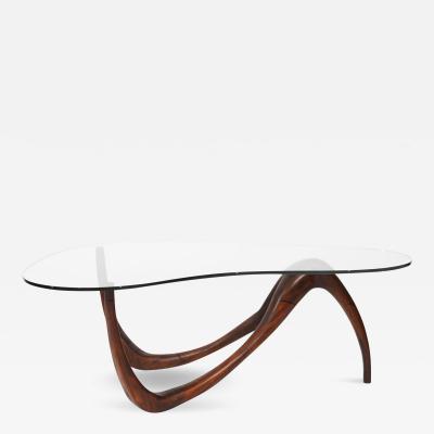 Private Studio Sculpted Abstract Coffee Table in Mahogany C 1980s