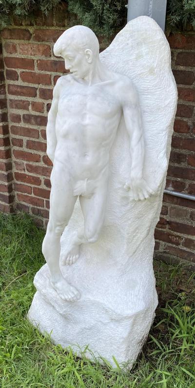 Professor Enrico Garibaldi L Abisso Art Deco Marble Sculpture 1924