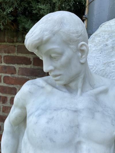 Professor Enrico Garibaldi L Abisso Art Deco Marble Sculpture 1924