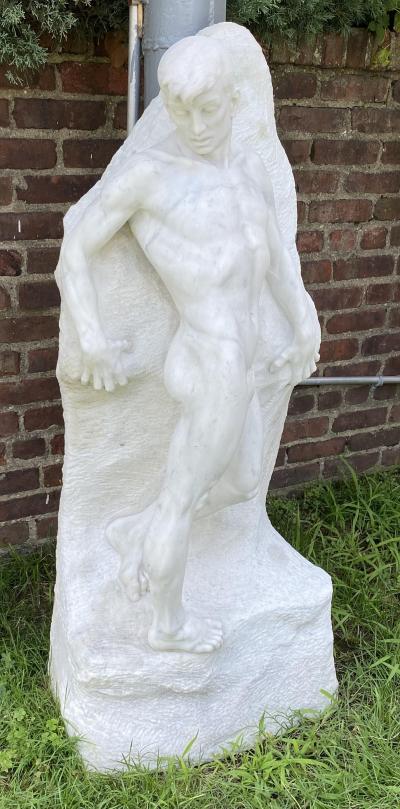 Professor Enrico Garibaldi L Abisso Art Deco Marble Sculpture 1924